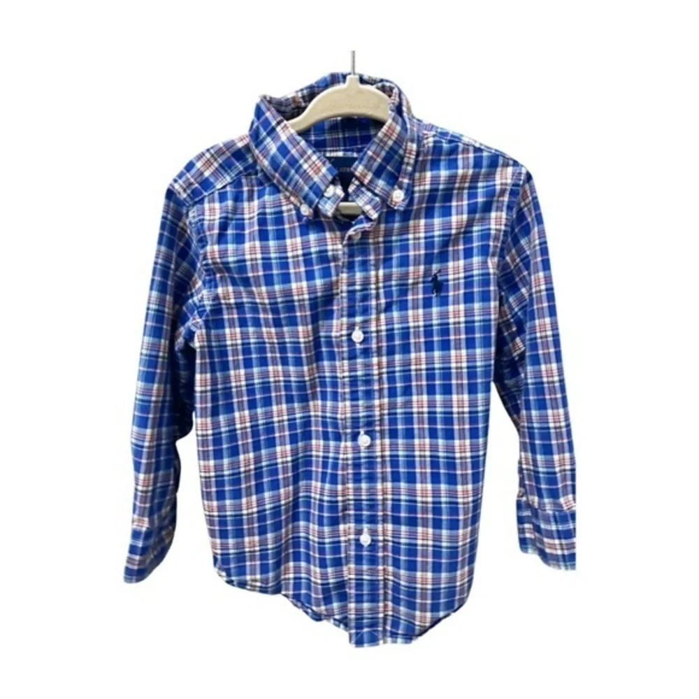 RALPH LAUREN 🐎 Boys Blue Plaid button down - Size 2T - Picture 3 of 6